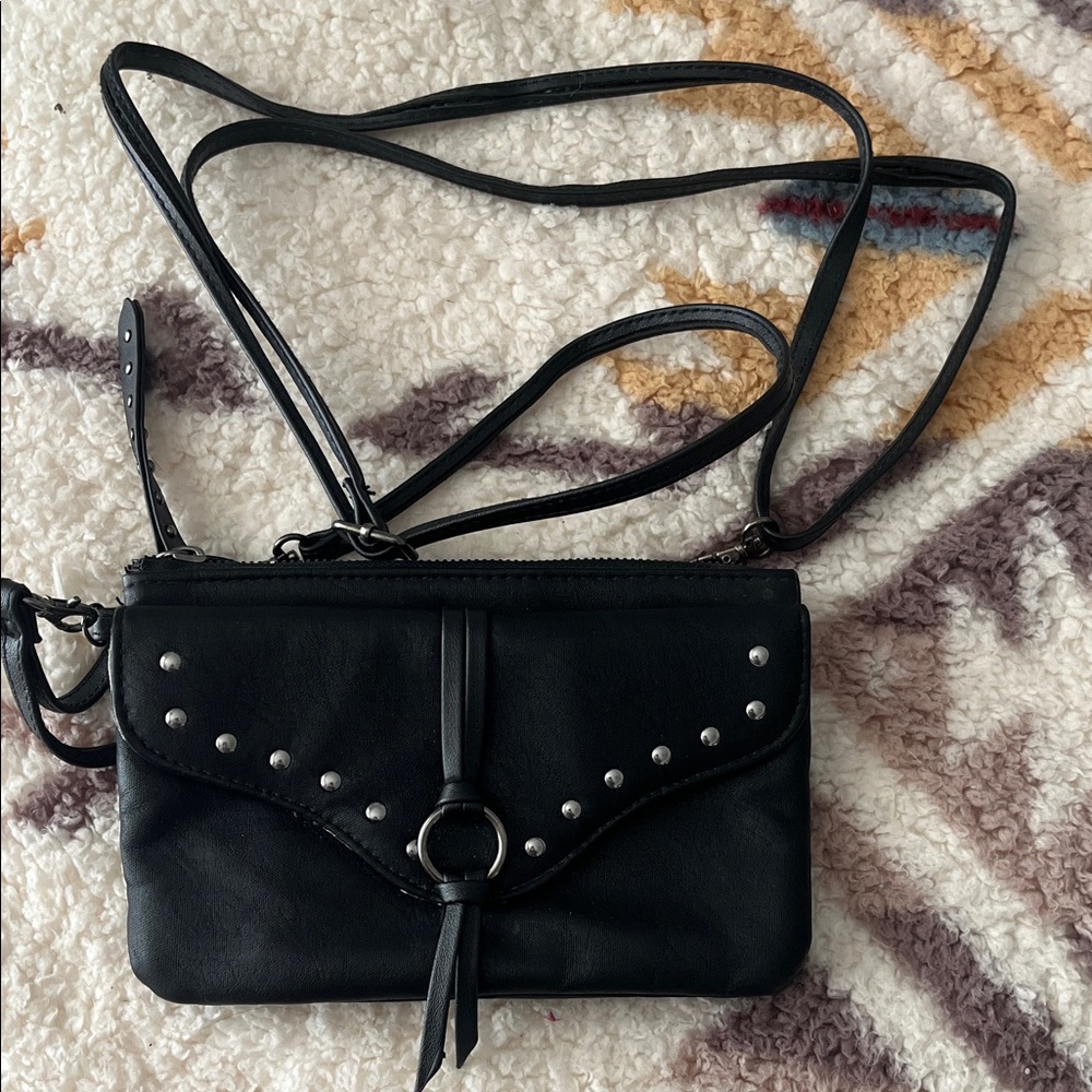 Elegant Black Studded Crossbody Bag